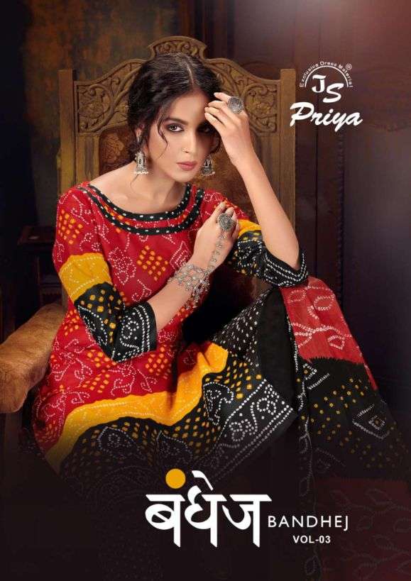 JS Priya Bandhej Vol-3 series 3001-3010 cotton print suit 