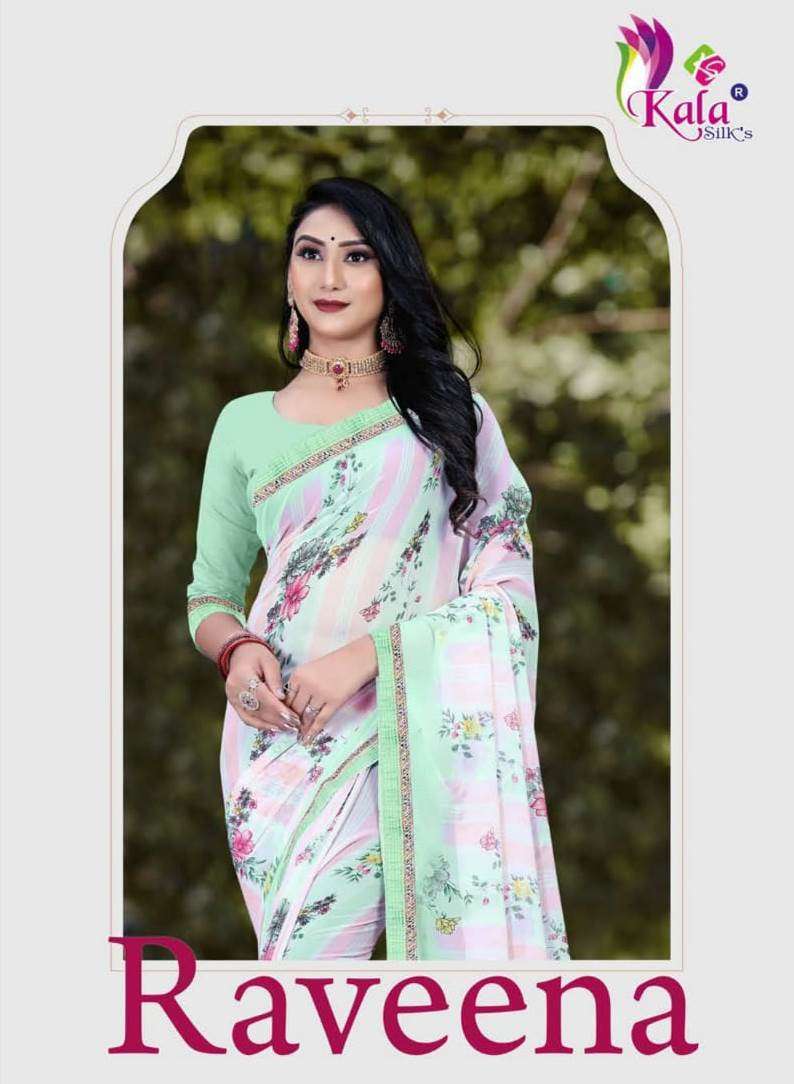 Kala silk raveena series 1001-1008 weightless saree with embroidery lace 