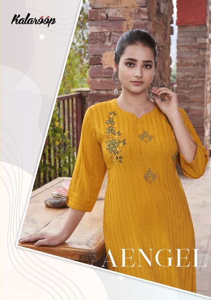 kalaroop angel series 12991-12996 rayon embroidery kurti 