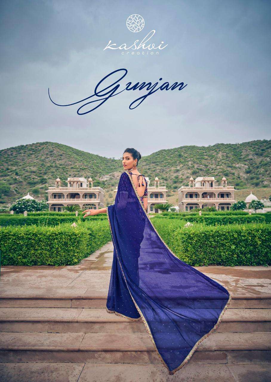 KASHVI GUNJAN DESIGNER HEAVY CHIFFON SAREE 