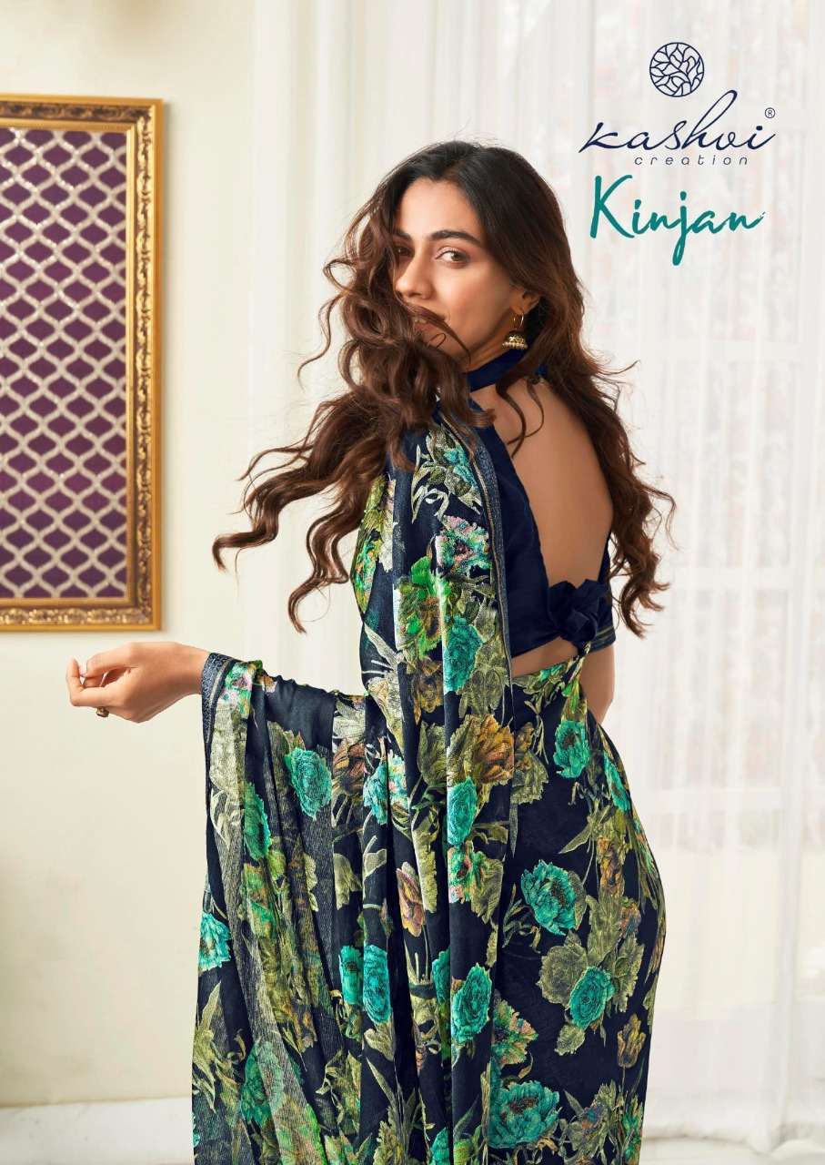 kashvi kinjan series 10901-10910 P C Moss With Fancy Lace saree