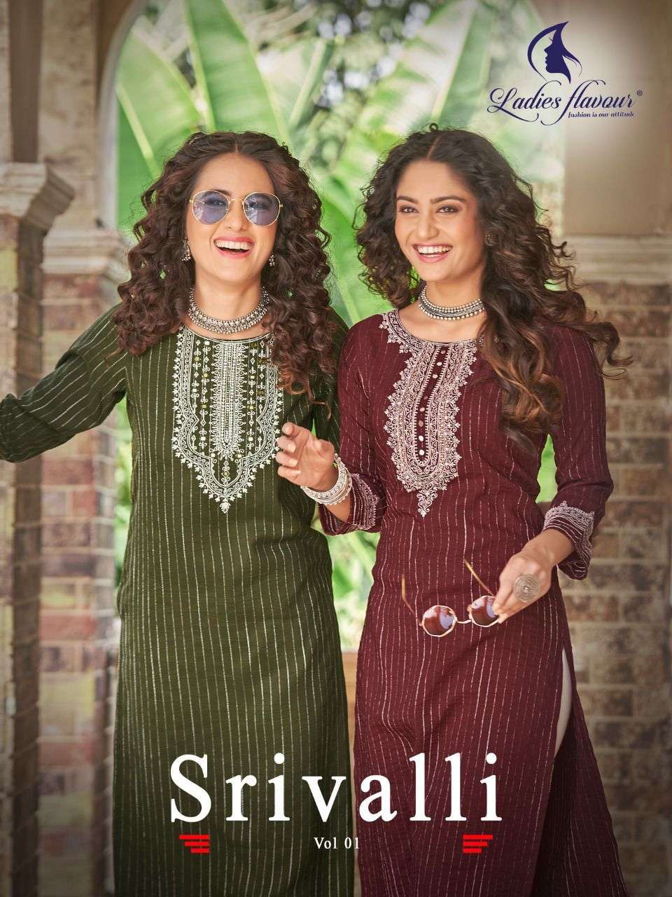 ladies flavour srivalli series 1001-1006 Fancy Rayon Viscose kurti