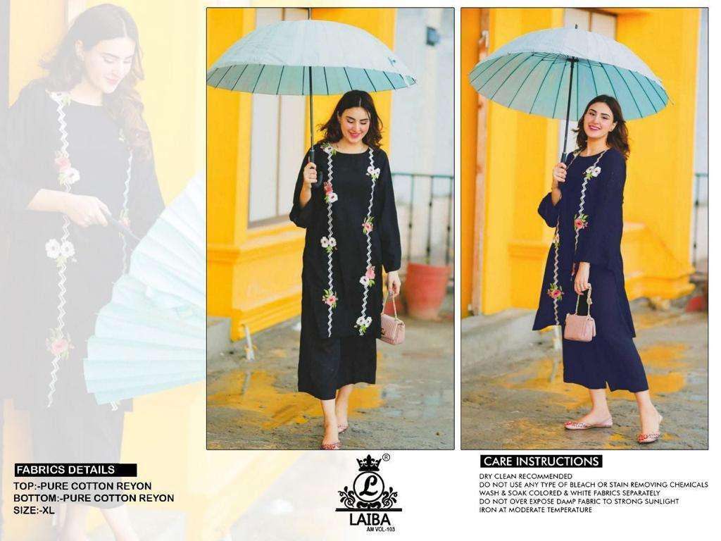 laiba am vol-103 Tunic rayon fabric kurti with  classy embroidery