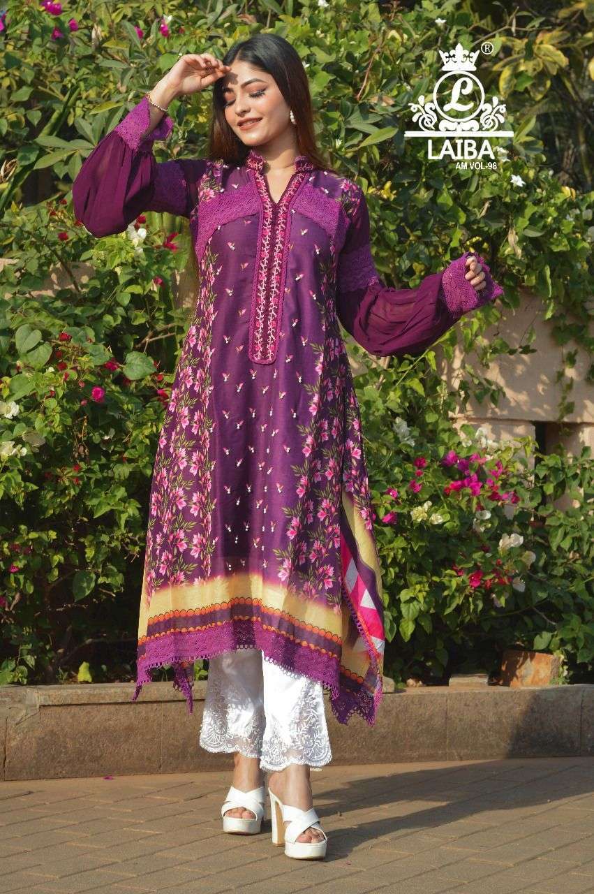 laiba am vol 98 Pure Muslin with Digital print pakistani  kurti