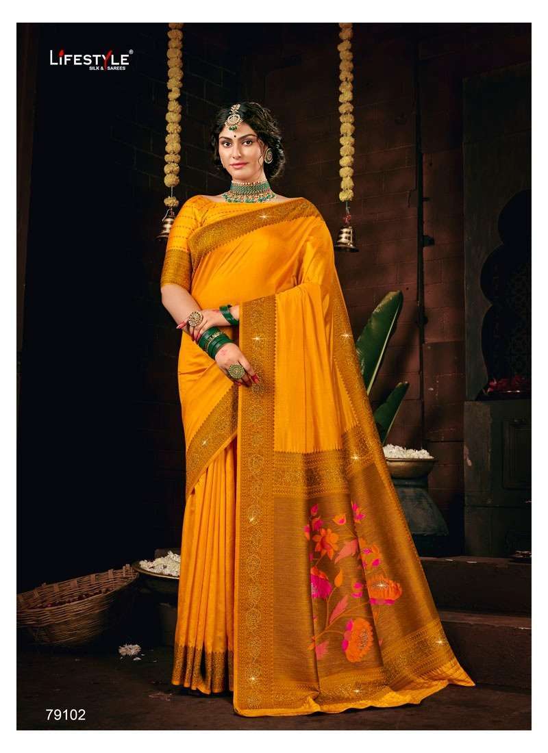 lifestyle sunanda vol 1 series 79101-79106 khincha jari saree