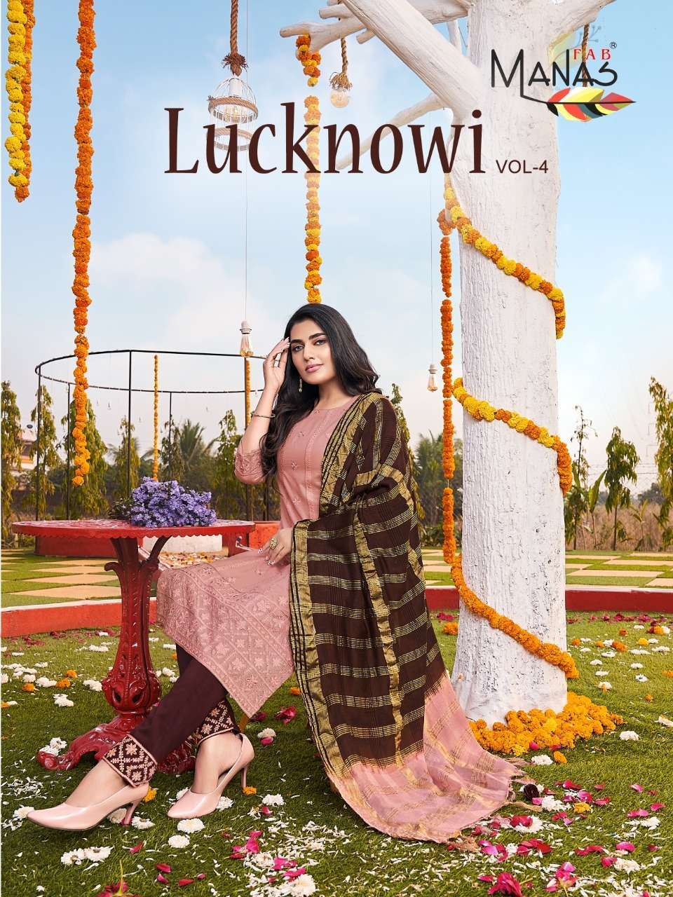 manas lucknowi vol 4 series 1019-1024 fancy Fabric With Inner suit