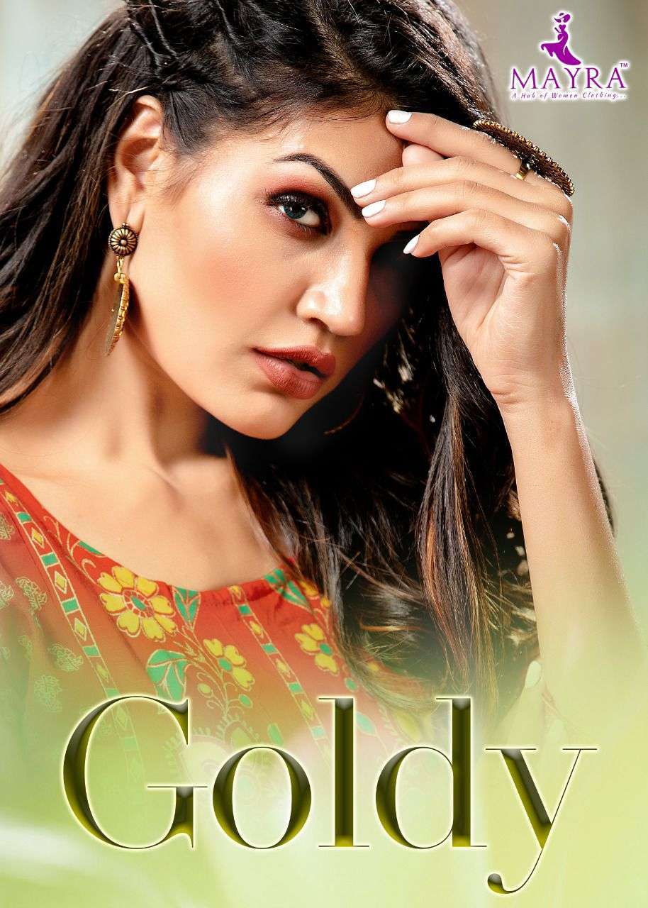 mayra goldy series 51001-51008 Rayon slub with machine Gold print kurti