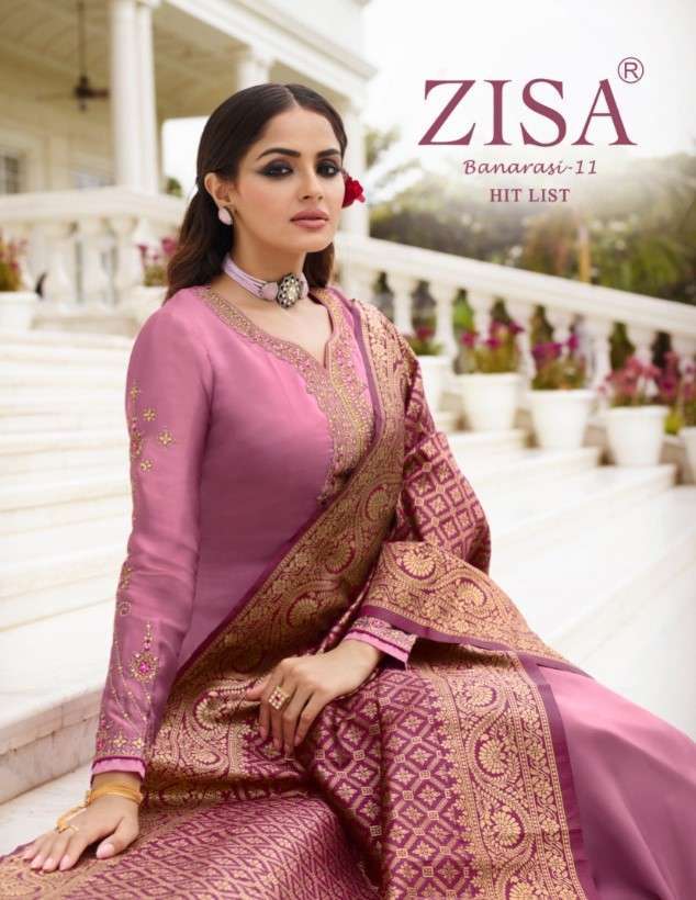 meera zisa banarasi vol-11 hit list series 12622-12625 satin georgette suit