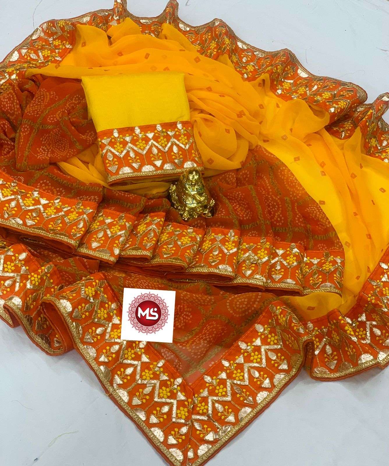 MS BRAND BODAR LESS DESIGNER GEORGETTE BANDHANI SAREE 