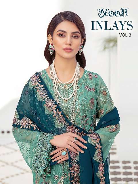 Noor Inlays Vol-3 series 9000-9002 Georgette With Heavy Embroidery suit