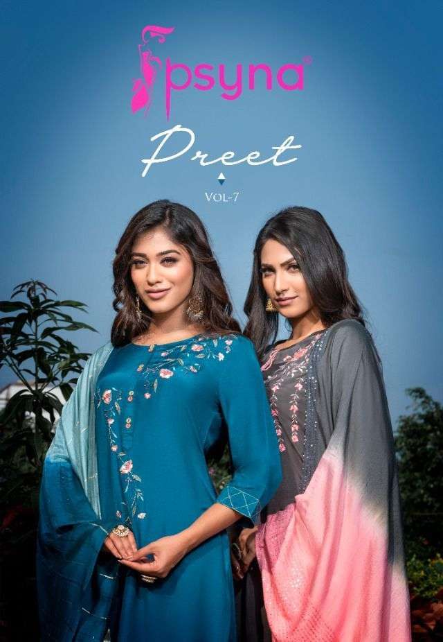 psyna preet vol 7 series 7001-7007 Viscose Silk readymade suit 