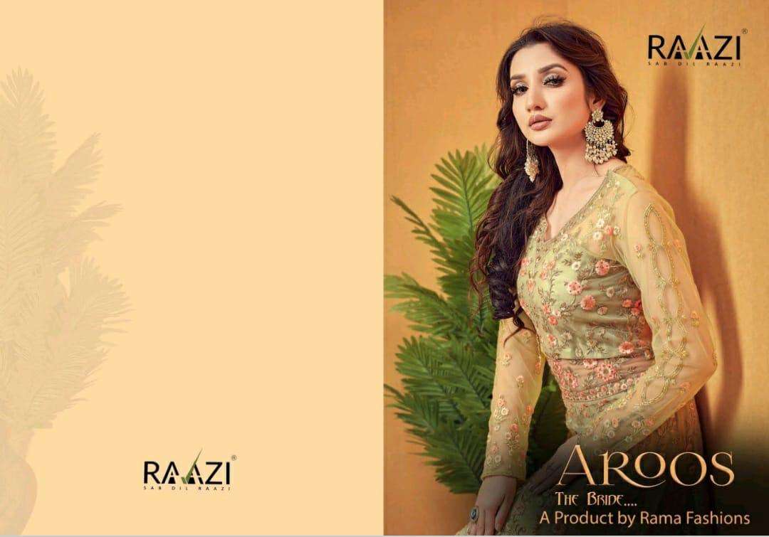 RAAZI AROOS DESIGNER SUPERNET EMBROIDERED SALWAR SUITS