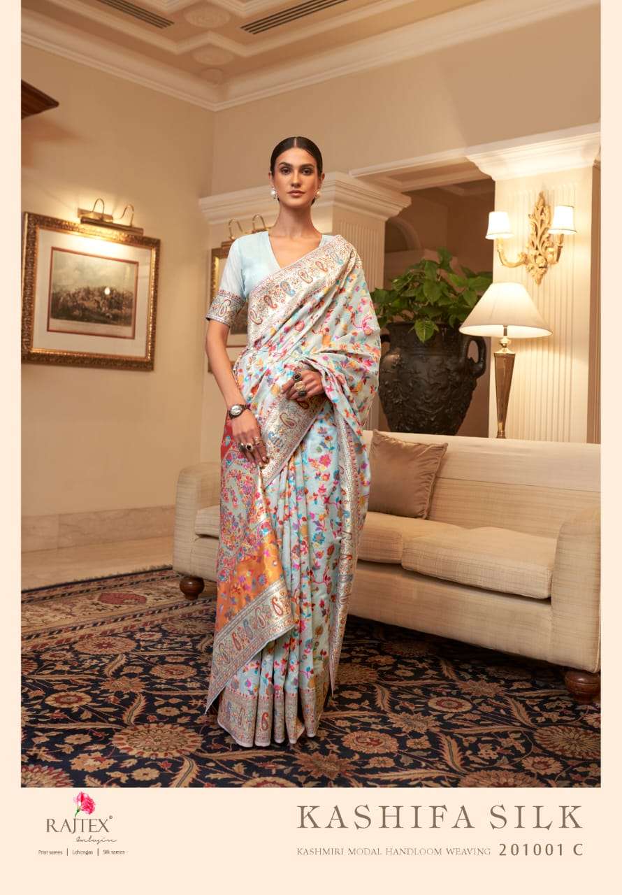 RAJTEX KASHIFA COLORS DESIGNER PURE KASHMIRI MODAL WEAVING SAREE 