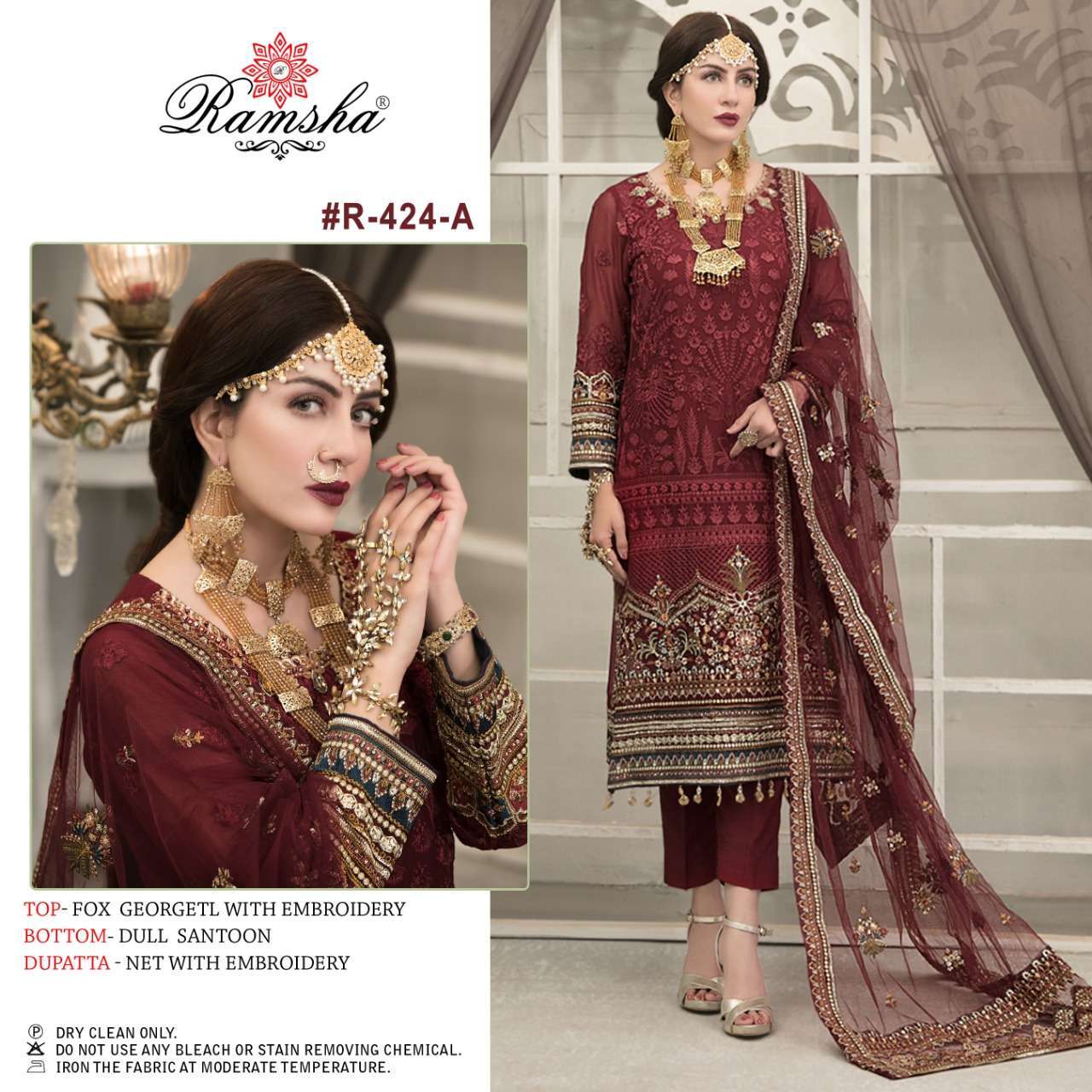 ramsha 424 nx georgette suit with heavy embroidery 