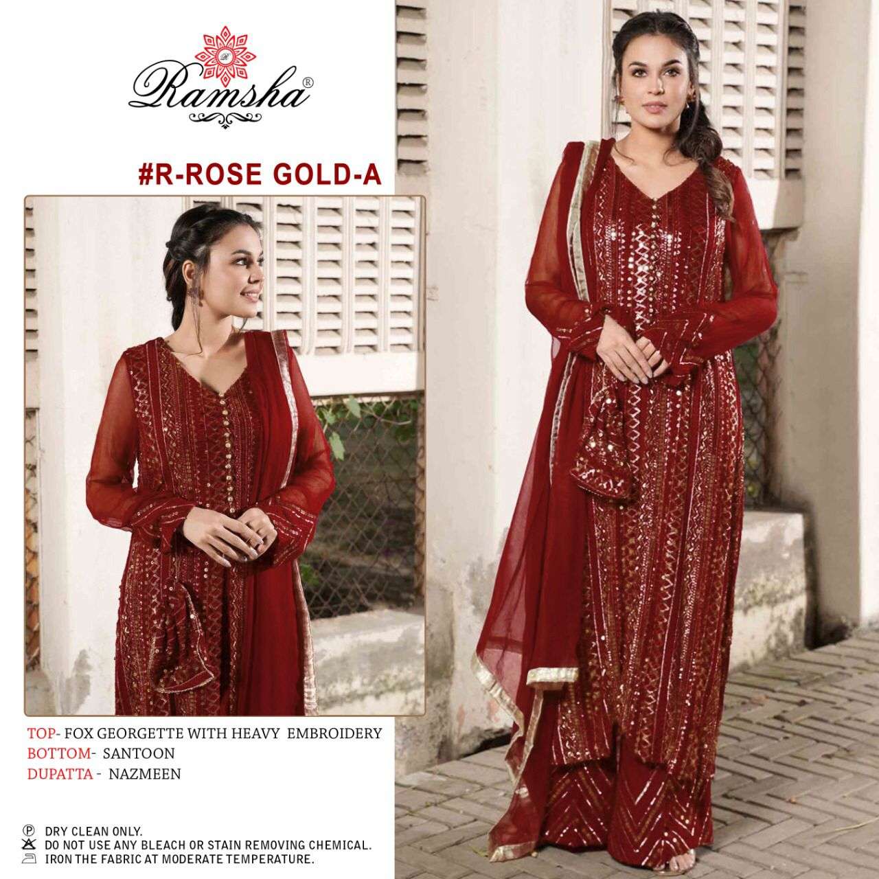 RAMSHA ROSE GOLD NX DESIGNER GEORGETTE SUIT 