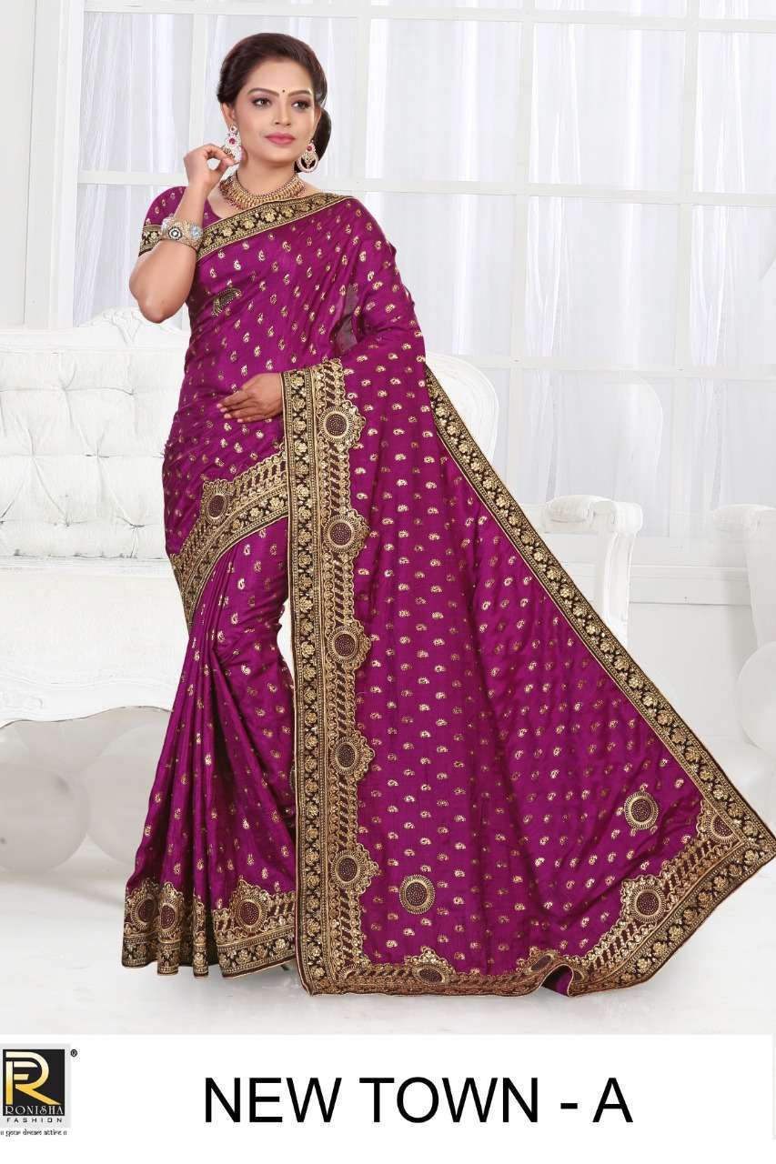 ranjna saree New town dola silk foil print saree