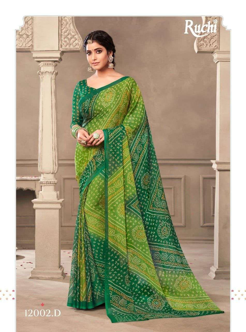 ruchi star chiffon vol 65 series 12001-12005 Chiffon Bandhni saree