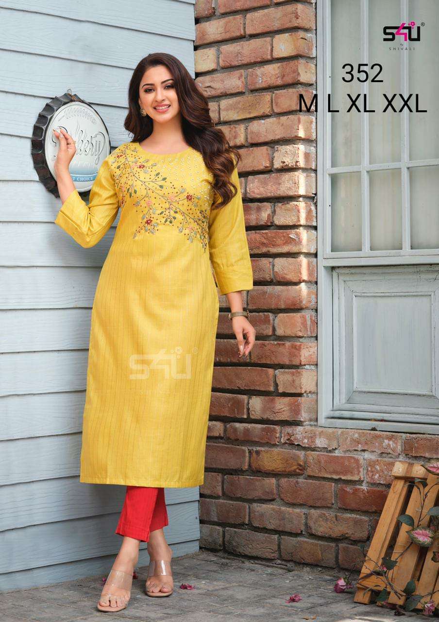 s4u 352 design handwork fancy kurti combo set supplier