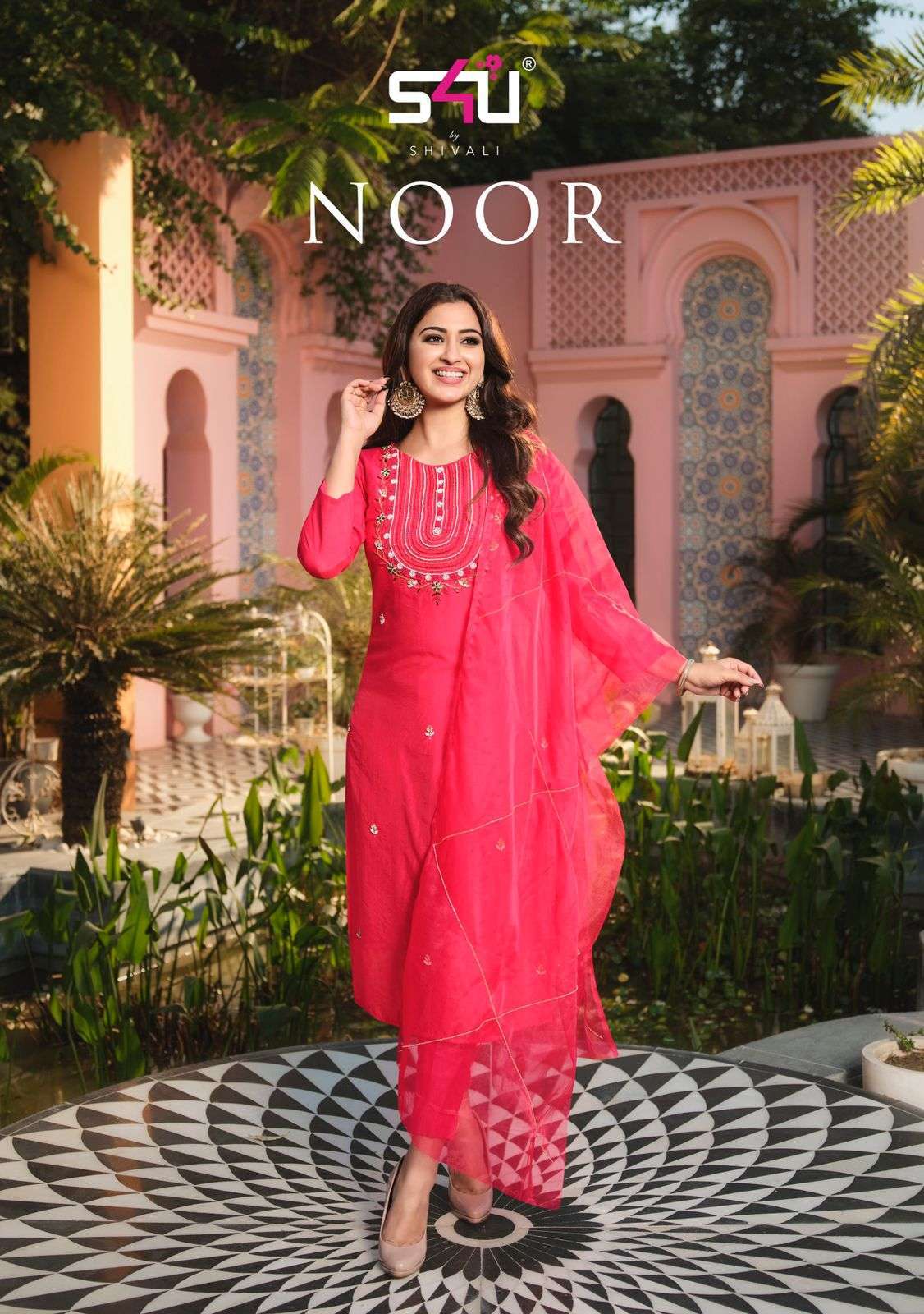 s4u noor series 01-08 beautiful straight cut kurta with pant and dupatta 