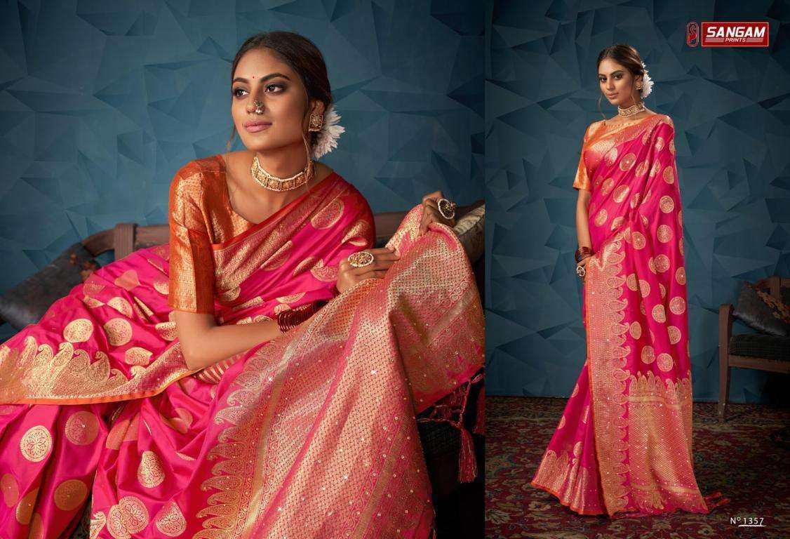 sangam prints madhuri series 1357-1362 banarasi silk saree