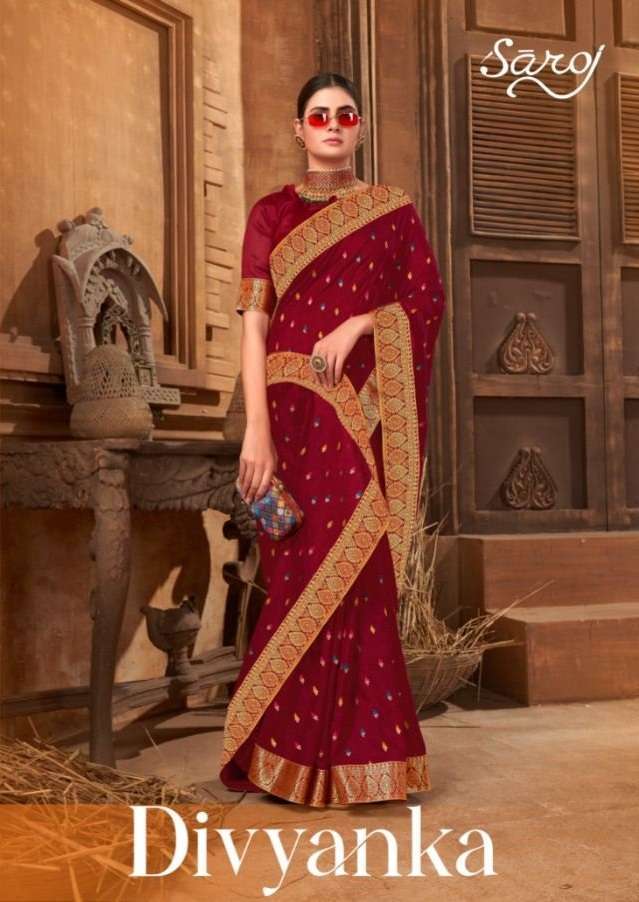 saroj divyanka series 1001-1008  Vichitra Silk saree with Embroidery Butti