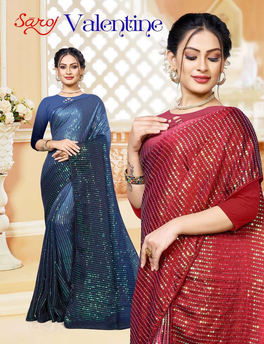 saroj valentine series 3101-3106 Rangoli Silk Heavy Sequence work saree