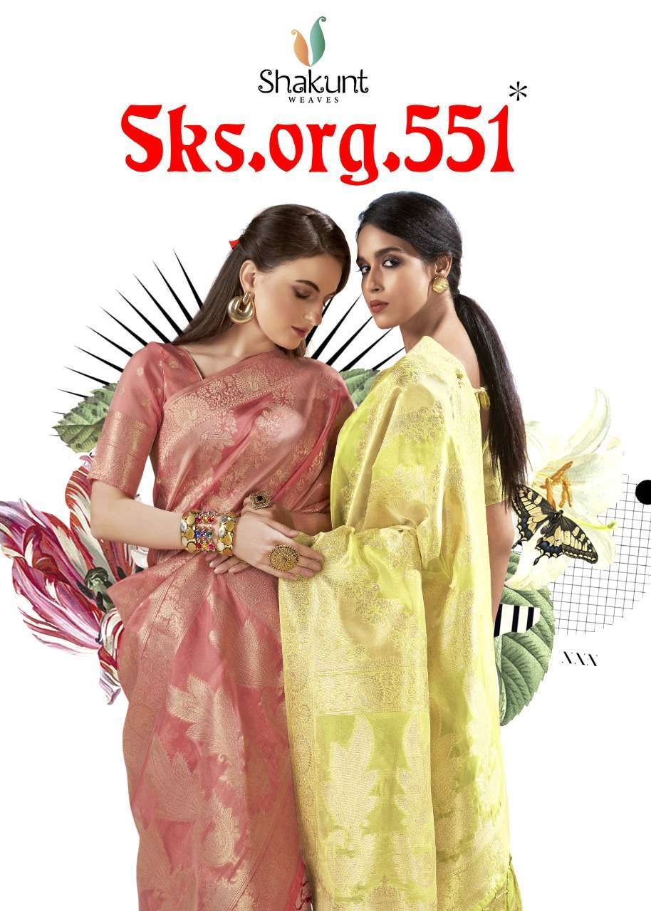 shakunt sks org 551 series 14371-14376 organza saree
