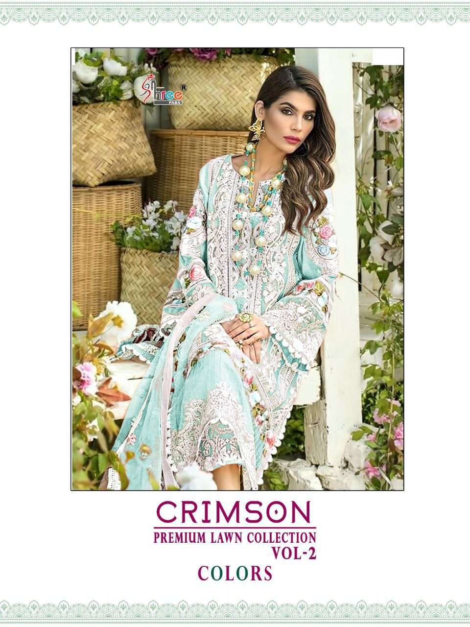 shree fabs crimson 1012 lawn cotton pakistani suit 