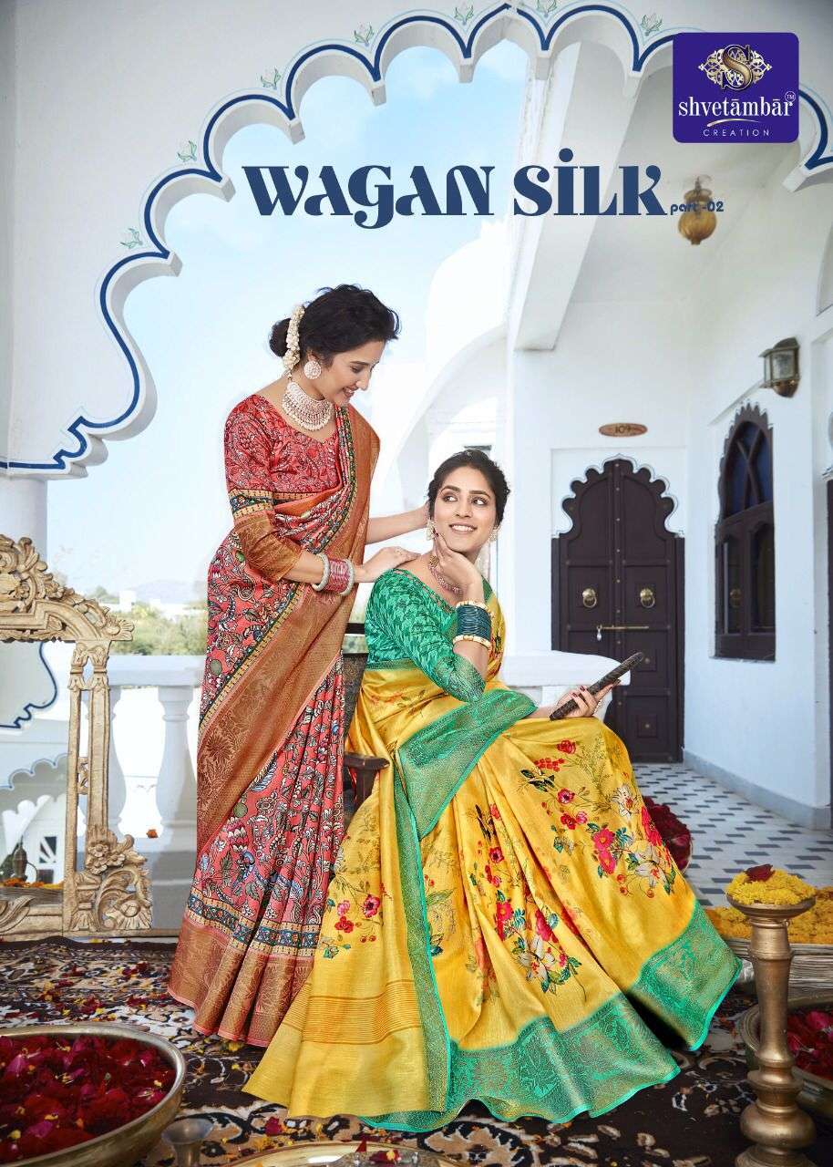 shvetambar creation wagan silk vol 2 series 13-21 dola viscose silk saree