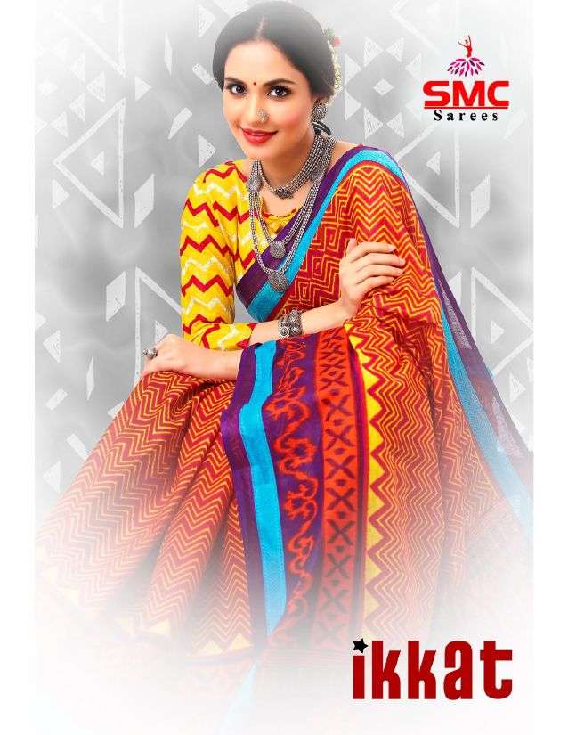 smc ikkat series 2001-2020 Pure Cotton printed saree