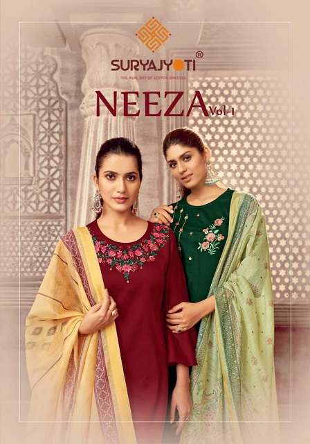 Suryajyoti Neeza Vol-1 series 1001-1008 Jam Satin suit 