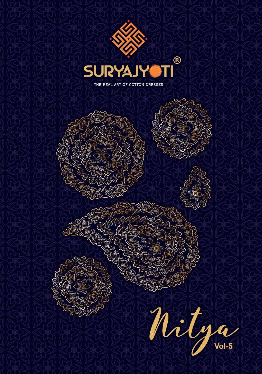 suryajyoti nitya vol 5 series 5001-5008 satin cotton print suit