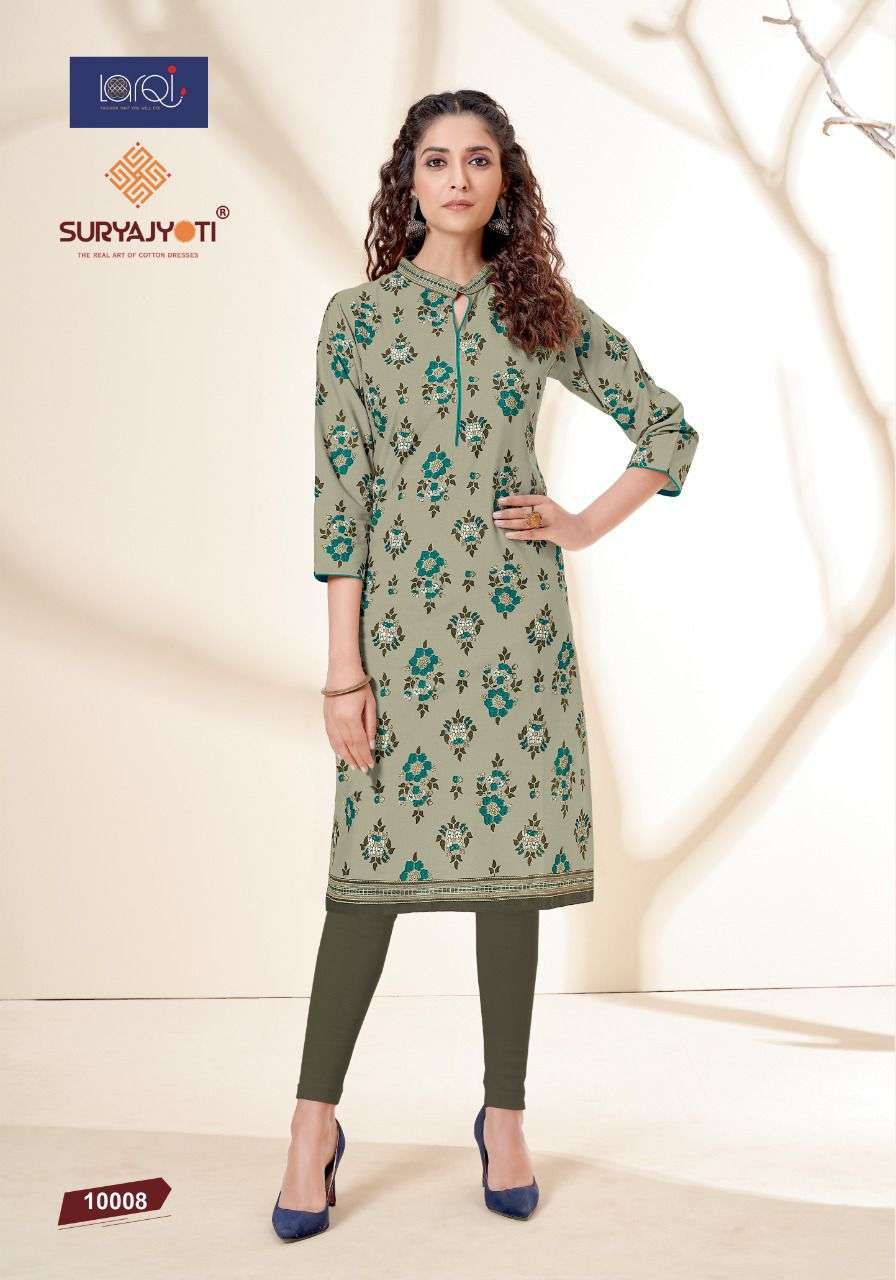 suryajyoti pehel vol 10 series 10001-10015 cotton print kurti 