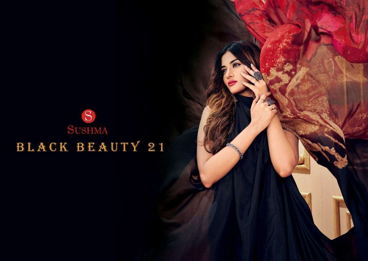 sushma black beauty vol 21 series 32001-32004 crape saree