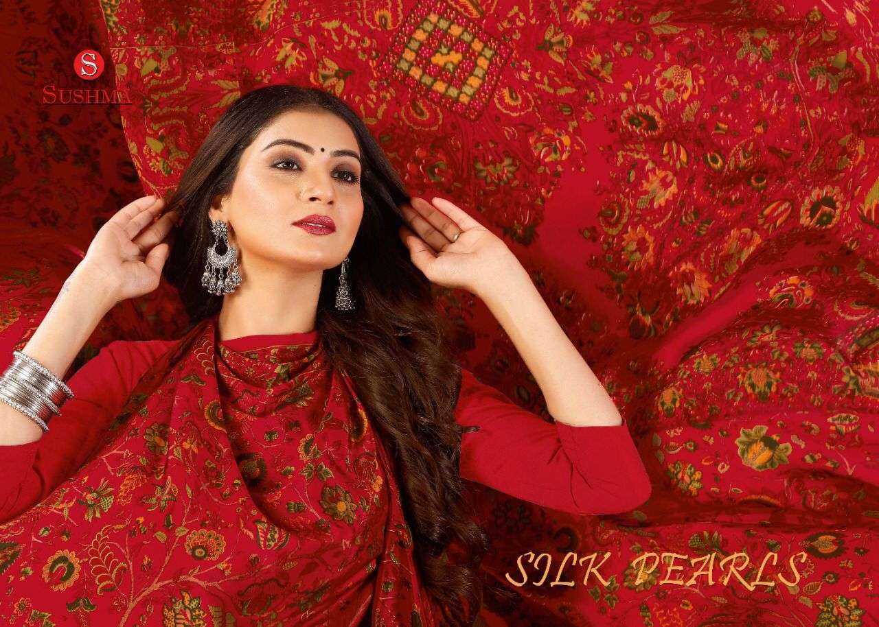 sushma silk pearls series 33001-33009 crape saree