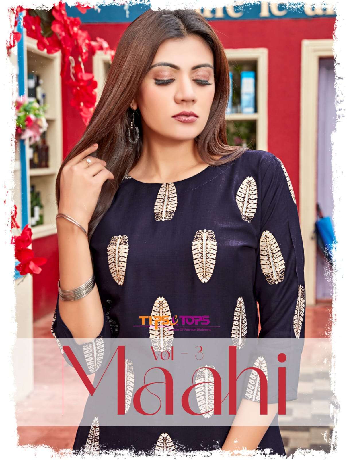 tips & tops maahi vol-3 Heavy Rayon Slub Foil Print kurti