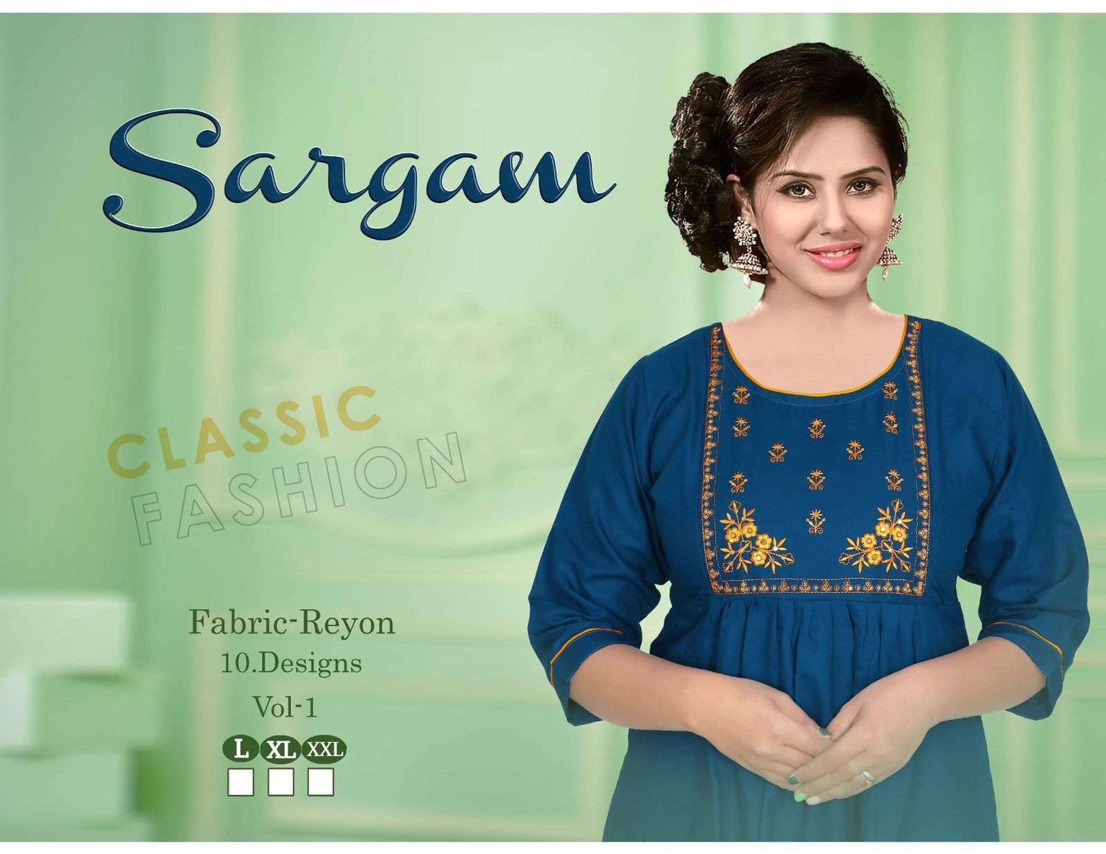 trendy sargam vol-1 series 01-10 Reyon Plain Sequence thread work kurti