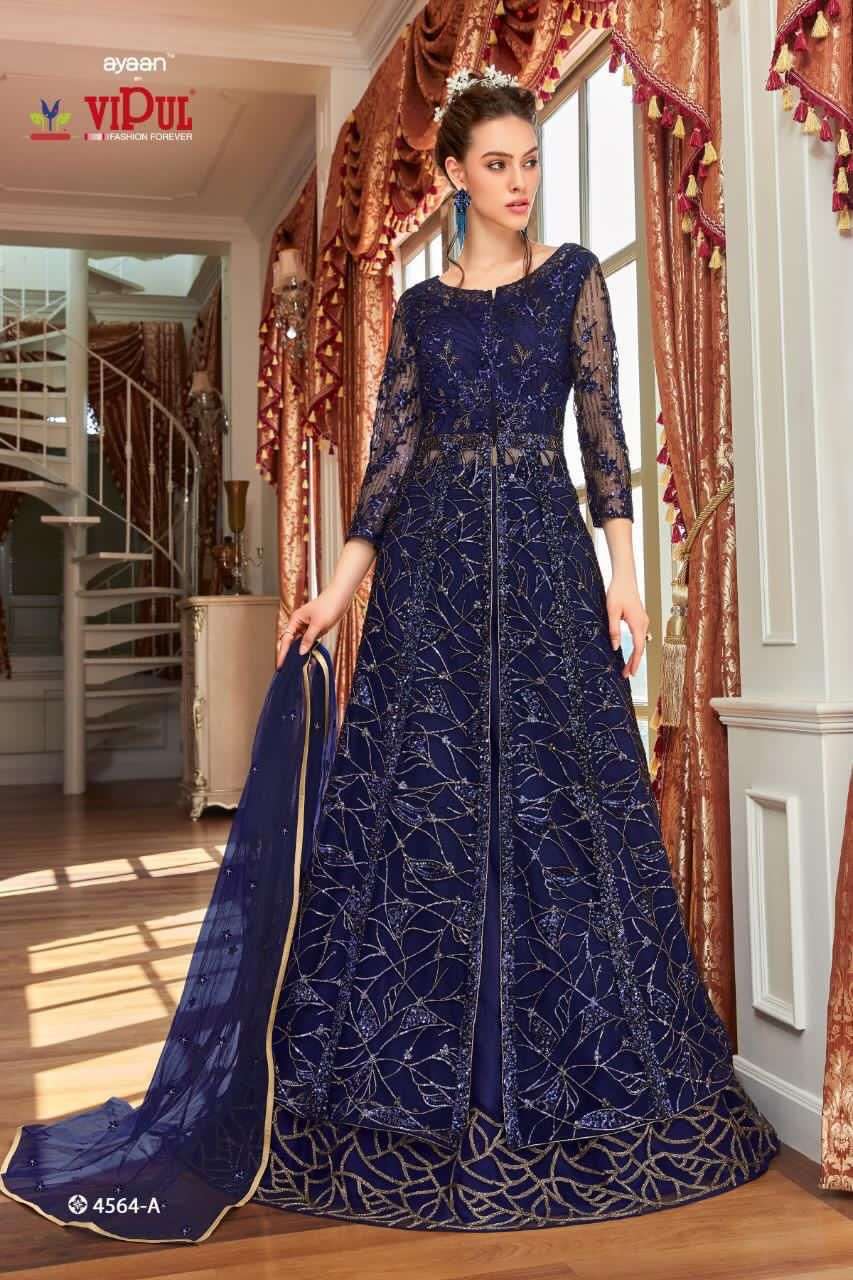 VIPUL 4564-A DESIGNER NET EMBROIDERED SUIT 