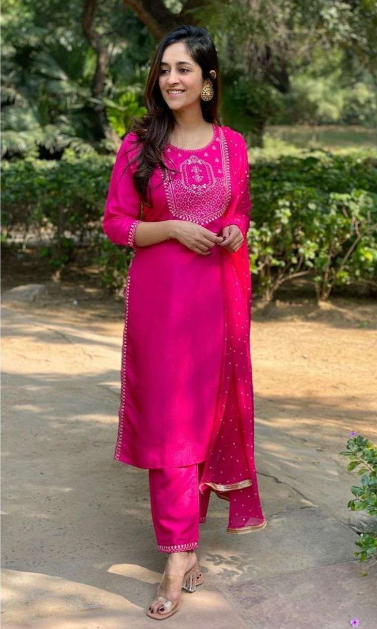 X-LADY PINKY DESIGNER PREMIUM RAYON COTTON SUIT