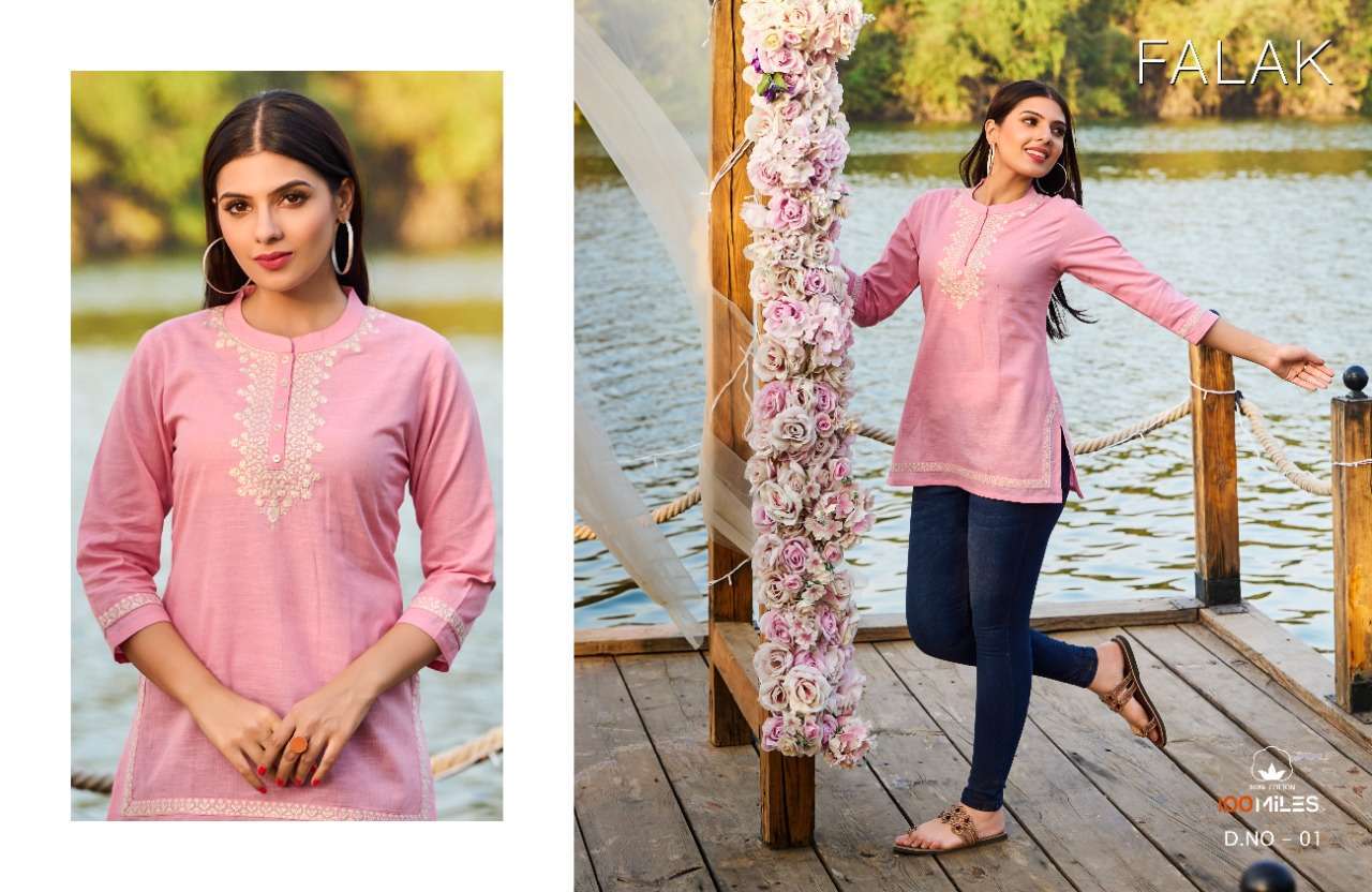 100 miles falak series pure cotton slub kurti 