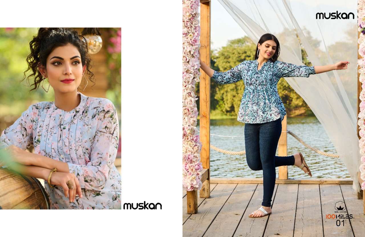 100 miles muskan series 01-04 Georgette digital print tops