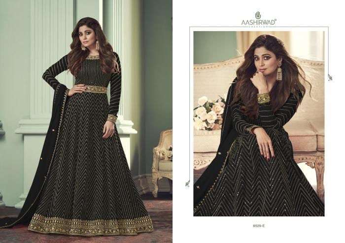 AASHIRWAD ALIZZA GOLD DESIGNER REAL GEORGETTE SUIT ls