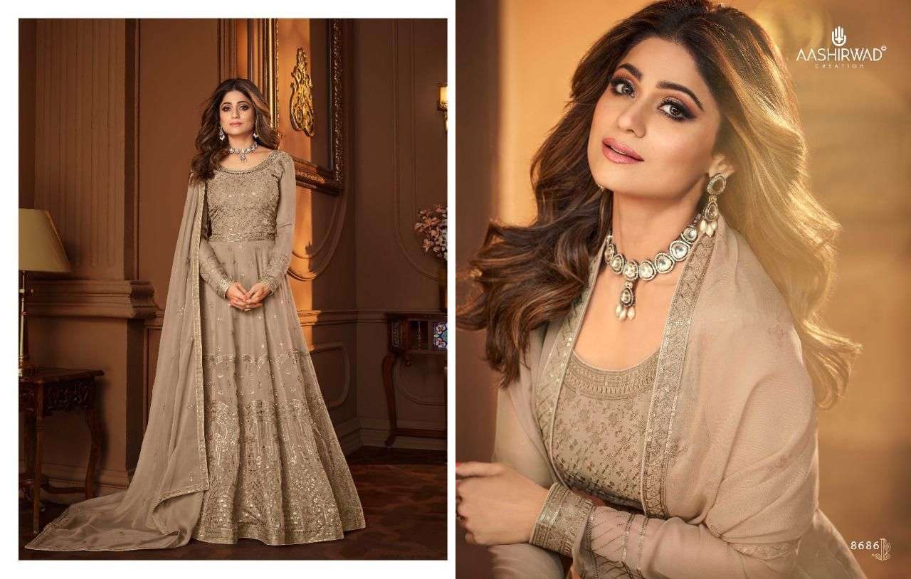 AASHIRWAD VINTAGE DESIGNER REAL GEORGETTE SUIT 
