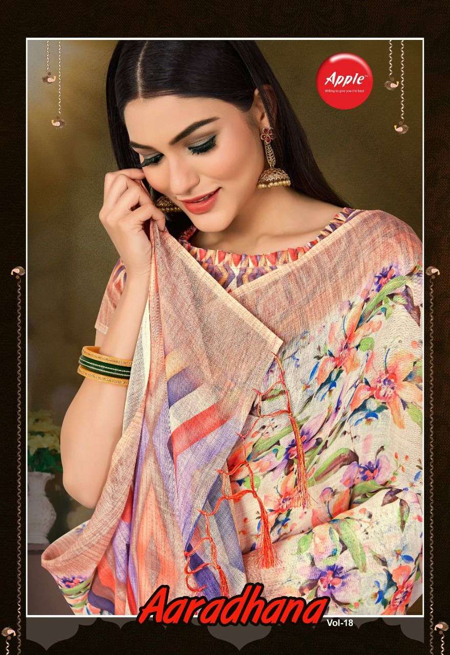 apple aaradhana vol 18 series 1801-1808 linen silk saree