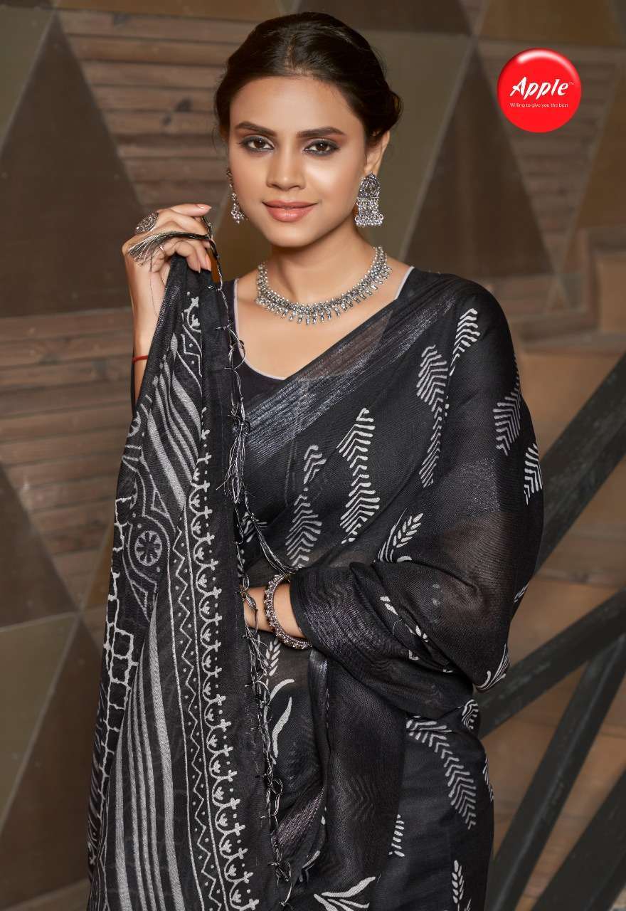 apple black berry linen vol 1 series 101-108 pure linen saree