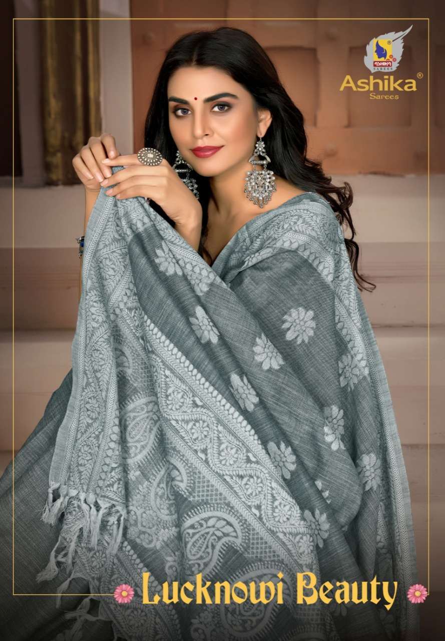 ashika lucknowi beauty series 01-08 linen saree