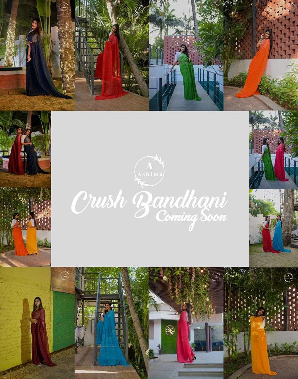 ashima crush bandhani series 3301-3308 Crush platting georgette saree