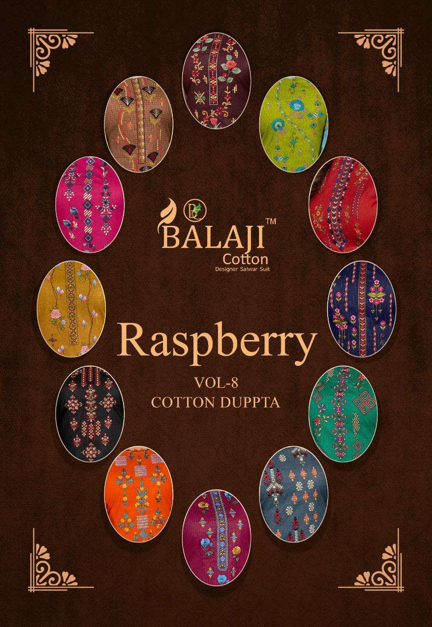 Balaji Rasberry Patiyala Vol-8 series 8001-8012 pure cotton suit 