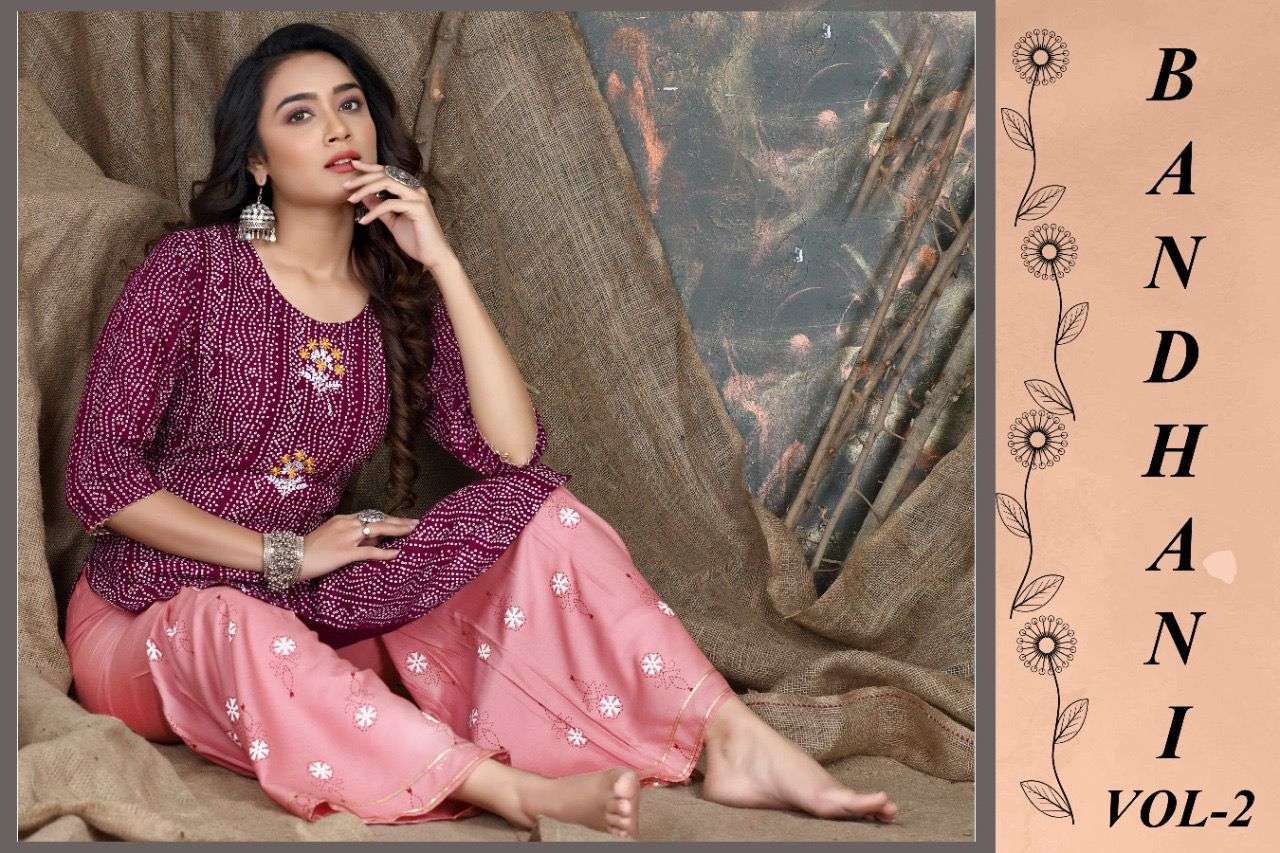 beauty queen bandhani vol-2 series 001-006 rayon readymade suit 