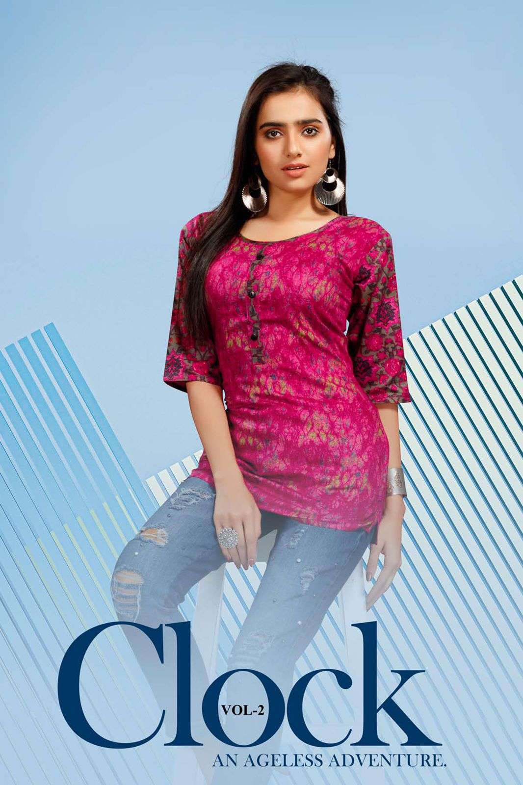 beauty queen clock vol-2 series 1001-1014 heavy cotton print kurti 